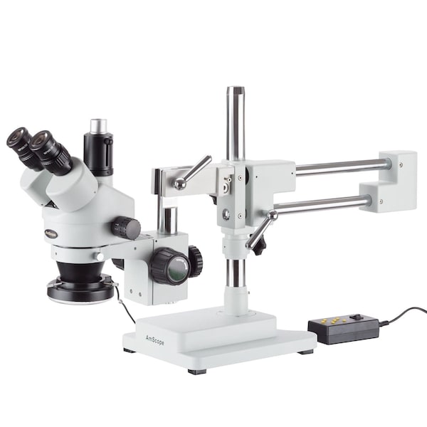 Amscope 3.5X-45X Trinocular Stereo Microscope With 4-Zone 144-LED Ring Light SM-4TX-144A - main